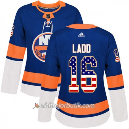 Dame Ishockey New York Islanders Tröja Andrew Ladd 16 Adidas 2017-2018 Blå USA Flag Fashion Authentic